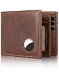 Swallowmall Airtag Wallet Mens Genuine Leather RFID Blocking Wallet with 13 Card Slots and 1 ID Window Bifold Wallet for Airtag with Box (Airtag not Included)