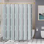 AmazerBath Shower Curtain, Geometric Green Stripped Fabric Shower Curtain Set with 12 Shower Curtain Hooks, Western Home Washable Farmhouse Polyester Cloth Bathroom Decor Shower Curtains, 72x72 Inches