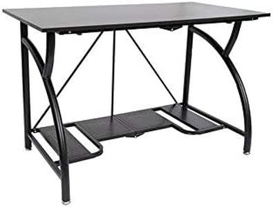 Origami Multi Purpose Folding Wooden Office Computer Furniture Table Desk with Origami Connection Clip and Bottom Shelf, Black