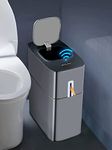 MOPUP Touchless Bathroom Trash Can, 4 Gallon Narrow Metal Automatic Privacy Garbage Cans,Motion Sensor Trash Bin for Bedroom,Office,Toilet,RV