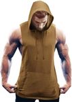 COOFANDY Cotton Tank Top Men Sleeveless Hoodie Workout Tank Tops Men Muscle Men Tank Tops Gym Mens Athletic Tank Tops Brown L