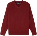 U.S. Polo Assn. Men's V-Neck Ultrasoft Trim Fit Acrylic Sweater - Casual Lightweight Under or Over Layer, Old Sport Red, Large