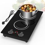 VBGK Double Induction Hob, 220V 3000W 2 Ring Electric Hob with LCD Touch Screen, 10 Levels Settings, Child Safety Lock & Timer