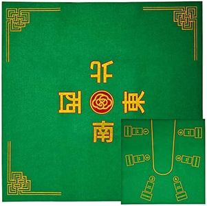 Mahjong and Pai Gow Poker Play Mat - 30" x 30" Green Felt Double Sided Mat - 2-n-1 Table Cover for Classic Chinese Tile Card Game - Slip Resistant Layout for Cards, Dominoes or Tiles - 2-4 Players