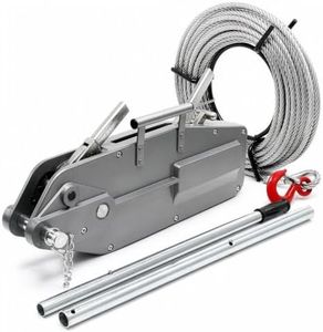 Wiltec Seilzug bis 3200 kg Seilwinde mit 20 m Seil, Handseilwinde mit Ø 16 mm Stahl-Seil, Forstseilwinde mit Abscherstift, Handseilzug mit Lasthaken