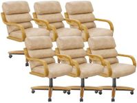 Chromcraft Set of 6 Swivel Tilt Chairs, Ultra Comfy Kitchen Chairs Wooden Cap and Wheels for Kitchen Room