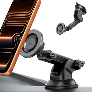 ESR Dashboard Magnetic Phone Holder for Car, for MagSafe Car Mount, Windshield Magnetic Car Mount for iPhone 17/16/Google Pixel 10,/S25, Car Accessories, Charging Not Supported,2 Metal Rings Included