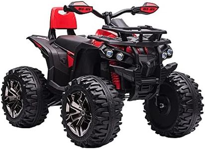 Aosom 12V Kids Ride-on Four Wheeler ATV Car with MP3 Real Working Headlights, Battery Powered Motorcycle for Boys and Girls Red