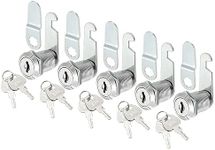 uxcell Cabinet Drawer Cam Lock, 1" Cylinder Length Fits Up to 5/8" Thickness Panel, Keyed Alike Zinc Alloy Secure File Drawer Toolbox Mailbox 5Pcs