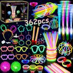 zycBernoi 362 PCS Glow Sticks Party Packs for Children, Glow in the Dark Party Supplies, Glow Sticks Bulk DIY Glow Necklaces Glasses Bracelets Headband, Neon Party Supplies & Decorations