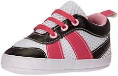 Luvable Friends Girls' Athletic Shoe Sneaker, Pink/Black, 0-6 Months M US Infant