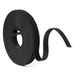 URAQT Fastening Tape Hook and Loop Cable Ties, 10mm x 5m Reusable Self Adhesive Cable Ties Straps for Cable Management, Cord Organizer Straps, Black (5m)