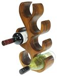 Namesakes Solid Wooden Wine Rack Tree Sculpture Novelty 6 Bottle Holder Hand Carved from a single piece of wood - Dark