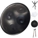 FYLZW Handpan Drum Instrument In D Minor 9 Notes 22 Inch Steel Hand Drum with Soft Hand Pan Bag, 2 Handpan Hammers, Handpan Stand, Dust Free Cloth