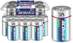 ACDelco 8-Count C Batteries, Maximum Power Super Alkaline Battery, 7-Year Shelf Life, Reclosable Packaging