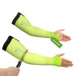 Schwer ANSI A6 Cut Resistant Sleeves, 18 inch Protective Arm Sleeves with Thumb Hole for Arm Work Protection, Arm Guards for Gardening, Cutting Metal, Repairing, Kitchen, Pet Grooming (1 Pair, Yellow)