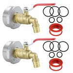 NORJIN 2 Pack 2" Drum Faucet 3/4" Brass Barrel Faucet with EPDM Gasket and Teflon Tape for 55 Gallon Drum