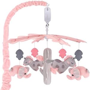 Upgraded Blublu Park Musical Mobile for Crib, Baby Crib Mobile with Hanging Rotating Toys Woodland Nursery Decor for Newborn Baby Boys Girls, Digital Music Box with 3 Modes, 12 lullabies (Pink)