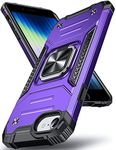 DASFOND Designed for iPhone SE 2022/SE 2020 Case iPhone 8/7/6/6s, Military Grade Shockproof Protective Phone Case Cover with Enhanced Metal Ring Kickstand [Support Magnet Mount], Purple