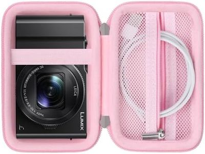 Supmay Hard Travel Case for Panasonic LUMIX LX10 / ZS200D / ZS200 / ZS80D / ZS80 / ZS100 / ZS70 / ZS60 4K Digital Camera, Protective Case Bag with Mesh Pocket for Battery Pack, Charging Cable, Pink