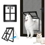 Namsan Pet Screen Door 12x16 Inches Dog Door for Screen Door Sliding Doggy Door with Magnetic Flap Lockable Screen Doggie Door (Black)