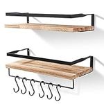 himaly Floating Shelves for Wall Set of, 2 Rustic Wooden Shelves Decorative Storage Book Shelves for Bathroom, Bedroom, Living Room, Kitchen