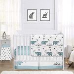 Bear Mountain Watercolor Baby Boy Crib Bedding Set without Bumper by Sweet Jojo Designs - 4 pieces