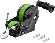 KROAK Heavy Duty Boat Trailer Winch 3500lbs Green - 2-Way Ratchet with 4:1/8:1 Gear Ratio, 33 FT Strap - Portable Hand Crank Winch for Boat, Trailer, Truck, RV, ATV, Jet Ski