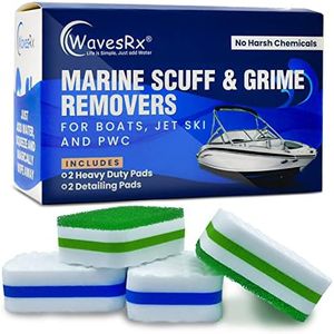 WavesRx Marine Grime & Scuff Remover Pads (Boat Erasers) | Cleaning & Polishing Sponges for Jet Boats & Skis | Boat Accessories, Marine Boat Cleaner Remove Dirt, Deck Marks, Scratches & Black Streaks