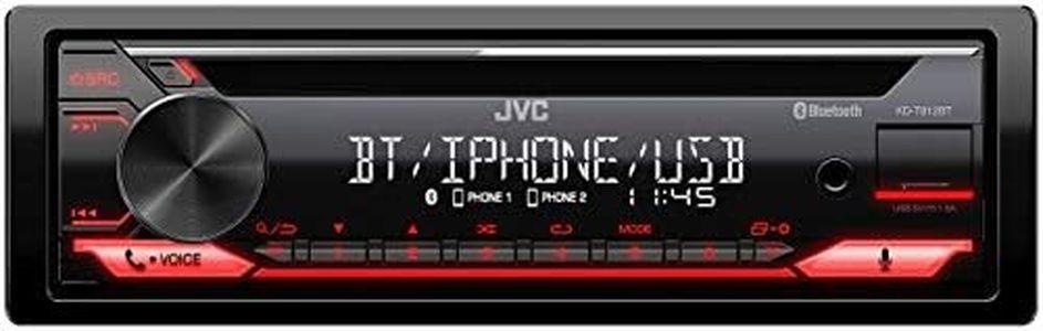 JVC KD-T812BT CD Receiver with BT Hands-Free Kit (Alexa Built-in, High Performance Tuner, Sound Processor, USB, AUX, Spotify Control, 4 x 50 Watt, Button Lighting Red)