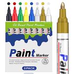 STANBLUE Paint Pens Paint Markers : 8 Coloured Oil-Based Waterproof Paint Marker Pen Quick Dry Permanent Markers for Rocks Painting, Plastic, Wood, Fabric, Glass, Metals Almost Any Surface