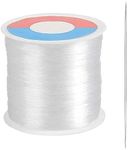 TOKERD 500m Clear Nylon Thread for Hanging Decorations and Sewing, 0.3mm Strong Clear Beading Thread for Wedding Decorations Jewellery Making, Invisible Nylon Thread Wire/Line with Bead Needle