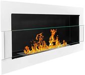 Bio Ethanol Fire BioFire Fireplace Modern 1200 x 400 White with glass Wall - Mounted Alcohol Fireplace