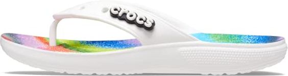 crocs Unisex Adult Classic Spray Dye Flip WHI/MLTI White Slipper (208056-94S)