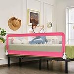 Maxmass Toddler Bed Guard, 180 x 37 x 56 cm Baby Mesh Bedside Rail with Safety Straps, Safety Protection Guardrail for Extra Long Cribs, Double and Full Size Bed (Pink)