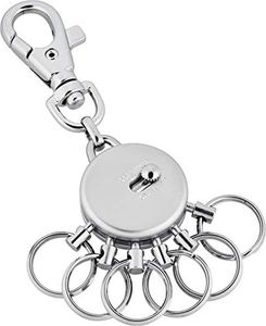 Jadani - Portachiavi Kingsport con moschettone e 6 anelli rimovibili, diversi disegni disponibili, argento opaco, 93 x 25 x 10 mm, Portachiavi