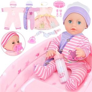 GirlDiary Poupée Bébé 12 Pouces avec Accessoires, 3 Tenues, Berceau, Jouet d'alimentation, Poupées pour Filles de 3 4 5 6 7 8 Ans, Jouets pour Enfants, Cadeau pour Bébé, Poupée avec Vêtements