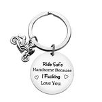 Biker Gift Ride Safe Keyring Ride Safe Handsome Because I Love You Keyring Motorcycle Keychain Biker Gift for Boyfriend Husband Couple Keychain Trucker Gift Christmas Birthday Gift Key Chain for Men