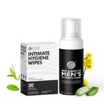 Skin Elements Intimate Hygiene Combo: Intimate Wash Men 120 ml & 30 Wipes with Tea Tree & Neem Extracts - pH Balanced Foaming Wash Prevents Irritation & Bad Odor.