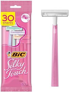 BIC Silky Touch Women's Disposable Razors, With 2 Blades, Pretty Pastel Razor Handles, 10 Count (Pack of 1)