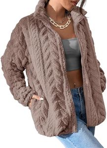 Dokotoo Girls Lightweight Oversized Fall Jackets Zip Up Sherpa Long Sleeves Tops Side Pockets Plus Size Coats Baggy Short Outerwears,Light French Beige X-Large
