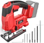 Ecarke Cordless Jig Saw Compatible With Milwaukee 18V Battery, Brushless, 6 Speeds Dial Control, 4 Orbital Sets, Dust-Blowing, ±45° Bevel Cuts, LED Light and 6PCS Blades For Cutting (Without Battery)