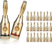 H-its Kabel - 24 Pack Speaker Banana Plugs - 24K Gold Plated Audio Jack Wire Cable Screw Connectors, for Musical Audio Speaker Wire & Audio/Video Receiver