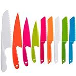 9 Pieces Plastic Kid Kitchen Knife Set, Nylon Chef Knife Children's Safe Cooking Knives for Baking, Fruit, Bread, Cake, Lettuce Knife, Salad Knife