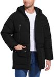 Flygo Men's Long Parka Winter Coats Hooded Puffer Jacket Heavy Warm Water-resistant Outerwear Cold Weather(Black-XL)