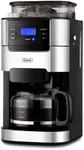 Gevi 10-Cup Drip Coffee Maker with Built-in Grinder, Programmable Brew Coffee Machine with Timer, Reusable Filter, 1.5L Water Tank, Coffee Pot, Warming Plate Burr Grinder Combo