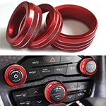 Auprite Climate Control Knob Covers for Challenger Accessories 2015-2023 2024, for Dodge Charger 2015-2023 2024, for Dodge Chrysler 300/300s 2015-2024,3Pcs Kit (Red)