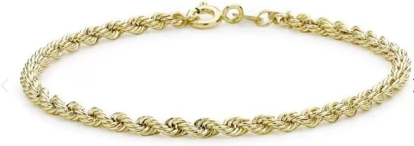 SHOP WGS 3.0MM 10K Solid Gold Rope Bracelet for Women & Men
