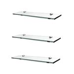 EMKE Glass Wall Shelf Bathroom Shower Glass Vanity Shelf, Wall Mounted Storage Floating Shelves for Kitchen Living Room, 430x92x8mm