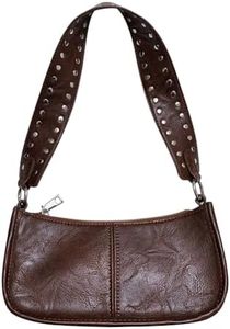 GETERUUV Shoulder Bags for Women Red Purse Burgundy Purse 90s Y2k Bag Studded Shoulder Crossbody Bag Trendy Leather Handbag, A1-coffee, Small